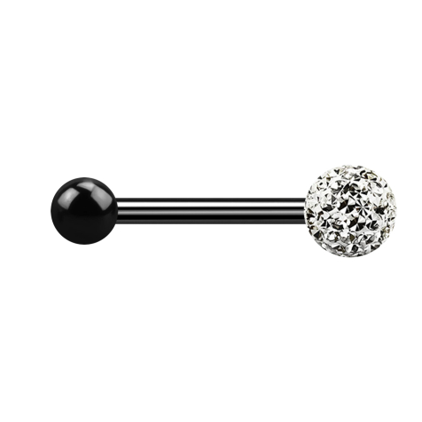 Barbell nero con palla e sfera di cristallo argento strato protettivo epossidico