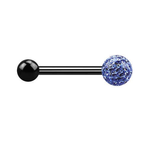 Barbell noir avec boule et boule de cristal bleu clair époxy de protection