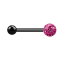 Barbell noir avec boule et boule de cristal rose couche protectrice dépoxy