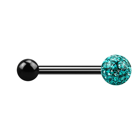 Barbell noir avec boule et boule de cristal turquoise couche protectrice dépoxy