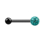 Barbell noir avec boule et boule de cristal turquoise couche protectrice dépoxy
