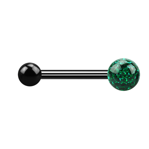 Barbell nero con palla e sfera di cristallo verde strato protettivo epossidico