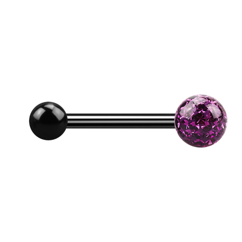 Barbell noir avec boule et boule de cristal violet époxy de protection