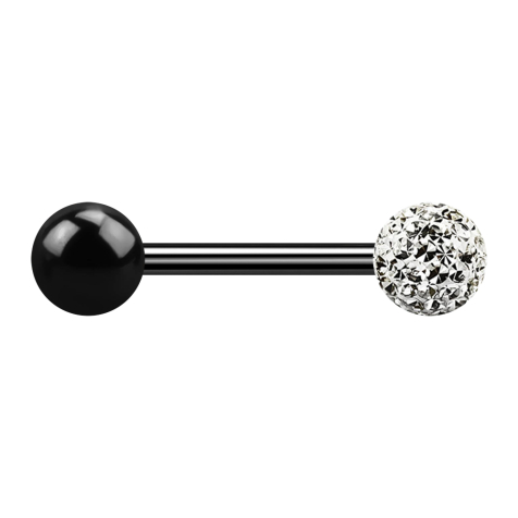 Barbell nero con palla e sfera di cristallo argento strato protettivo epossidico