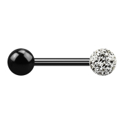 Barbell noir avec boule et boule de cristal...