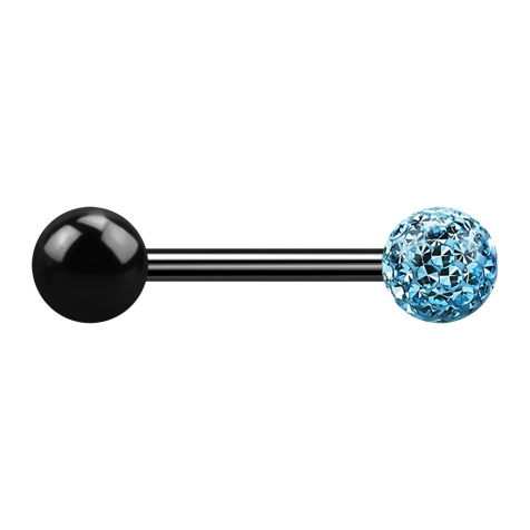 Barbell black with ball and crystal ball aqua epoxy protective layer