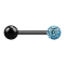 Barbell black with ball and crystal ball aqua epoxy protective layer