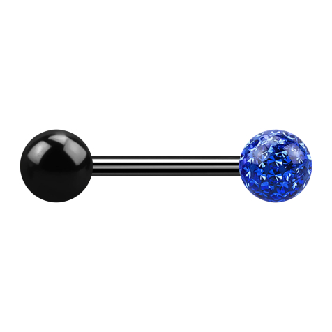 Barbell black with ball and crystal ball dark blue Epoxy protective layer
