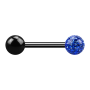 Barbell nero con palla e sfera di cristallo blu scuro...
