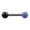 Barbell black with ball and crystal ball light blue Epoxy protective layer