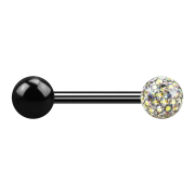 Barbell nero con palla e sfera di cristallo multicolore...