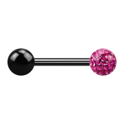 Barbell nero con palla e sfera di cristallo rosa strato...