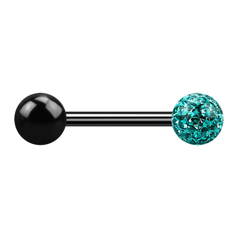 Barbell black with ball and crystal ball turquoise Epoxy protective layer