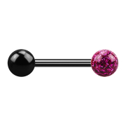 Barbell nero con palla e sfera di cristallo fucsia strato...