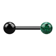 Barbell nero con palla e sfera di cristallo verde strato...