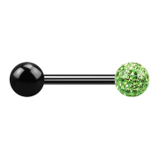 Barbell nero con palla e sfera di cristallo verde chiaro...