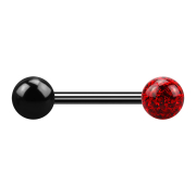 Barbell nero con palla e sfera di cristallo rosso strato...