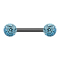 Barbell noir avec deux boules de cristal aqua couche protectrice dépoxy