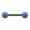 Barbell noir avec deux boules de cristal bleu clair couche protectrice dépoxy