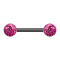 Barbell noir avec deux boules de cristal rose couche protectrice dépoxy