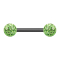 Barbell noir avec deux boules de cristal vert clair couche protectrice dépoxy