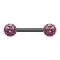Barbell noir avec deux boules de cristal violet clair couche protectrice dépoxy