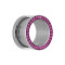 Flesh tunnel silver with crystal fuchsia and epoxy protective layer