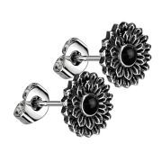 Orecchini in argento con fiore di loto e pietra onice