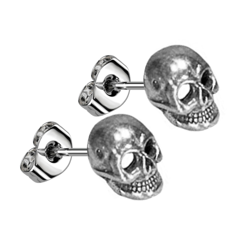 Stud earrings silver skull