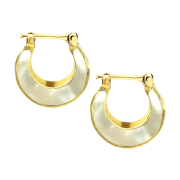 Gold-plated basic earring with mother-of-pearl