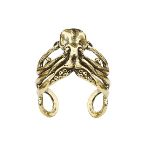 Cuffia per orecchio placcata oro con polipo