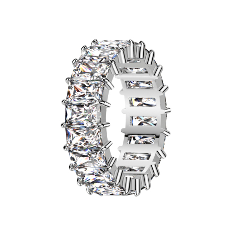 Anello argento rettangolare cristalli argento