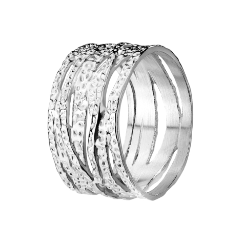 Ring silber Kreuz und Quer Hammerschlag