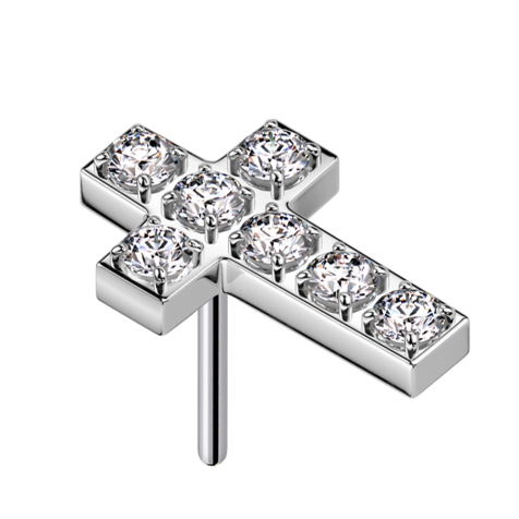 Threadless silber Kreuz Kristalle silber