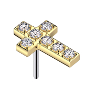 Threadless vergoldet Kreuz Kristalle silber