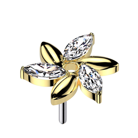 Threadless Swirl Flower Gold-Plated Crystals Silver