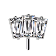 Threadless argento tre cristalli baguette argento