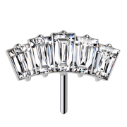 Threadless argento cinque cristalli baguette argento