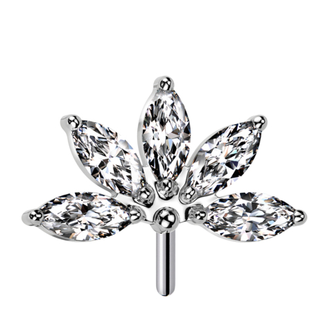 Ventaglio Threadless argento cinque cristalli argento