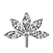 Éventail Threadless argent cinq cristaux argent