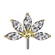 Éventail Threadless plaqué or cinq cristaux...