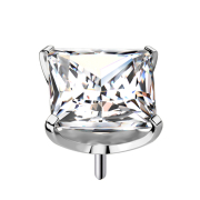 Threadless silver with square crystal set in silver