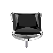 Threadless silver with square crystal set in black
