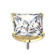 Threadless gold-plated with square crystal set in silver