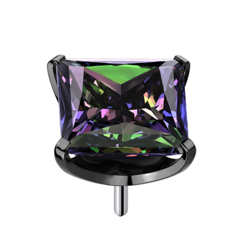 Threadless schwarz mit quadratischem Kristall dunkel multicolor gefasst