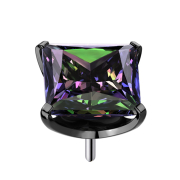 Threadless black with square crystal set in dark multicolor