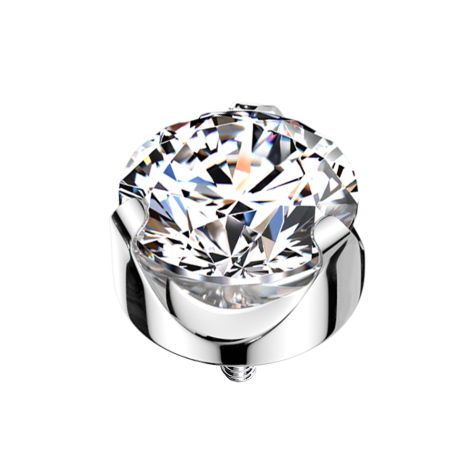 Ancrage cutané argenté plat, cristal serti dargent