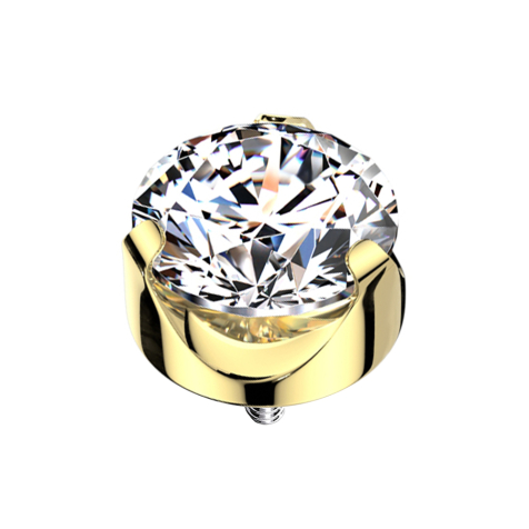 Ancoraggio cutaneo placcato in oro, piatto, con cristallo incastonato in argento