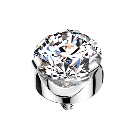 Dermal anchor silver flat crystal silver set