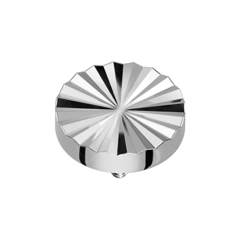 Dermal Anchor, Diamond-Cut, Round Disc, Silver